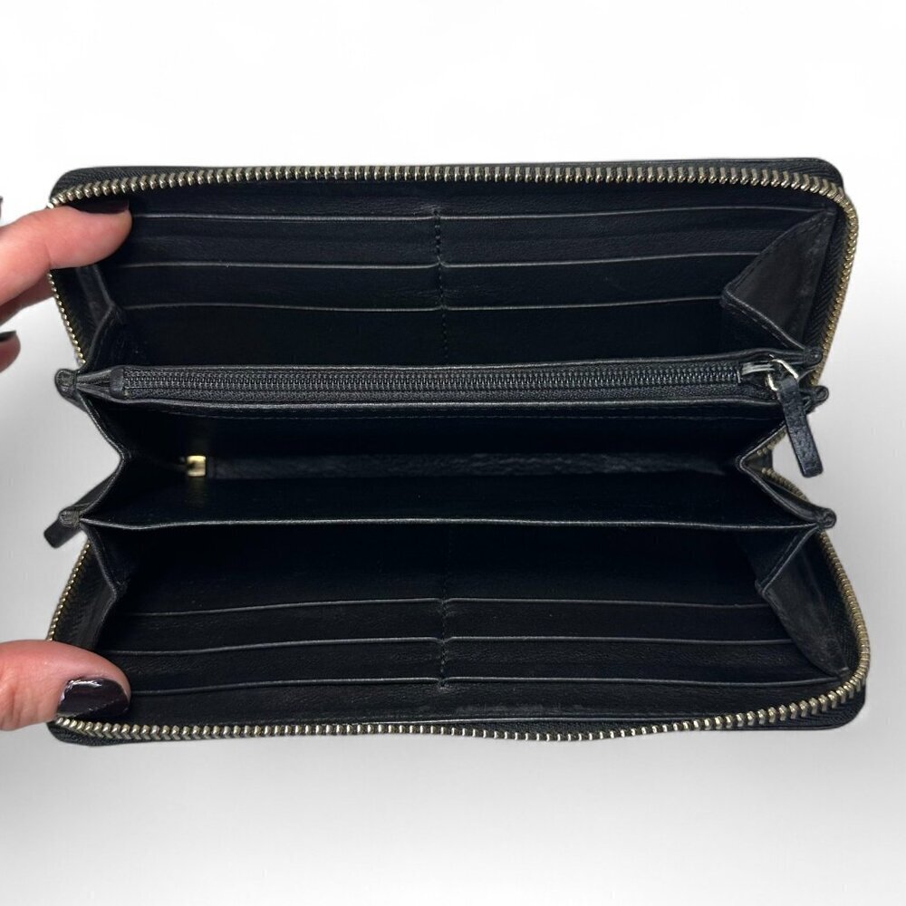 GUCCI Guccissima Leather Zip Around Long Wallet, Black GG Embossed - Picture 5 of 15